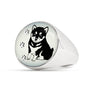 Shiba Inu Dog Print Signet Ring