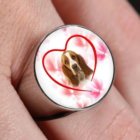 Basset Hound Print Signet Ring