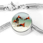 Lovely Common Molly Fish Print Circle Charm Steel Bracelet