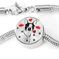 Cute Boston Terrier Print Circle Charm Steel Bracelet