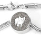 Cute Middle White Pig Print Circle Charm Steel Bracelet