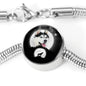 Siberian Husky Dog Print Circle Charm Steel Bracelet