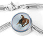 American Paint Horse Print Circle Charm Steel Bracelet