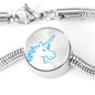 Cute Unicorn Print Circle Charm Steel Bracelet