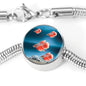 Siamese Fighting Fish Print Circle Charm Steel Bracelet