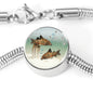Corydoras Paleatus Fish Print Circle Charm Steel Bracelet