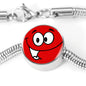 Smiley Face Print Circle Charm Steel Bracelet