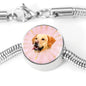 Labrador Retriever Dog Print Circle Charm Steel Bracelet