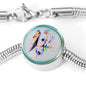 Horse Painting Print Circle Charm Steel Bracelet