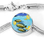 Afra Cichlid Fish Print Luxury Circle Charm Bracelet