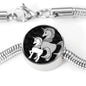 Cute Unicorn Print Circle Charm Steel Bracelet
