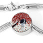 English Springer Spaniel Print Circle Charm Steel Bracelet