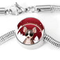 Chihuahua Print Circle Charm Steel Bracelet