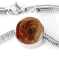 Tibetan Mastiff Dog Print Circle Charm Steel Bracelet