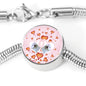 Maltese Dog Print Circle Charm Steel Bracelet