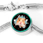 Syrian Hamster Print Circle Charm Steel Bracelet