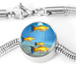 Common Molly Fish Print Circle Charm Steel Bracelet