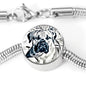 South African Mastiff (Boerboel) Dog Print Circle Charm Steel Bracelet