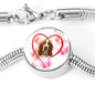 Basset Hound Print Circle Charm Bracelet