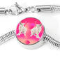 Devon Rex Cat Print Circle Charm Steel Bracelet
