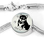 Shiba Inu Dog Print Circle Charm Steel Bracelet