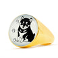 Shiba Inu Dog Print Signet Ring