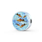 Green Swordtail Fish Print Circle Charm Steel Bracelet
