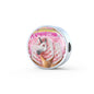 Creamy Unicorn Print Circle Charm Steel Bracelet