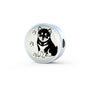 Shiba Inu Dog Print Circle Charm Steel Bracelet