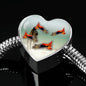 Lovely Common Molly Fish Print Heart Pendant Steel Bracelet