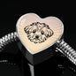 Maltese Dog Vector Art Print Heart Charm Steel Bracelet