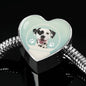 Dalmatian Dog Print Heart Charm Steel Bracelet