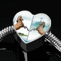 Lusitano Horse Print Heart Charm Steel Bracelet
