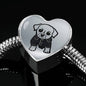 Cute Dog Art Print Heart Charm Steel Bracelet