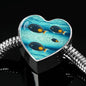Achilles Tang Fish Print Heart Charm Steel Bracelet