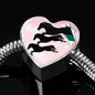 Horse Running Art Print Heart Charm Steel Bracelet