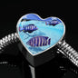 Afra Cichlid Fish Print Heart Charm Steel Bracelet
