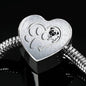 Pug Paws Print Heart Charm Steel Bracelet