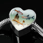 Glowlight Tetra Fish Print Heart Charm Steel Bracelet