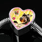 Miniature Schnauzer Dog Print Heart Charm Steel Bracelet