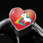Unicorn Rainbow Print Heart Charm Steel Bracelet