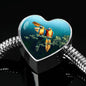 Lovely Parrot Print Heart Charm Steel Bracelet