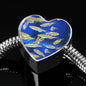 Zebrafish Fish Print Heart Charm Steel Bracelet