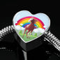 American Paint Horse Print Heart Charm Steel Bracelet