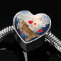 California Spangled Cat Print Heart Charm Steel Bracelet