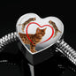 Bengal Cat Print Heart Charm Steel Bracelet