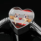 Border Terrier Print Heart Charm Steel Bracelet