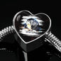 Tibetan Mastiff Dog Art Print Heart Charm Steel Bracelet