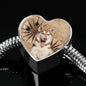 Siberian Husky Print Heart Charm Steel Bracelet