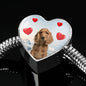 Cocker Spaniel Print Heart Charm Steel Bracelet